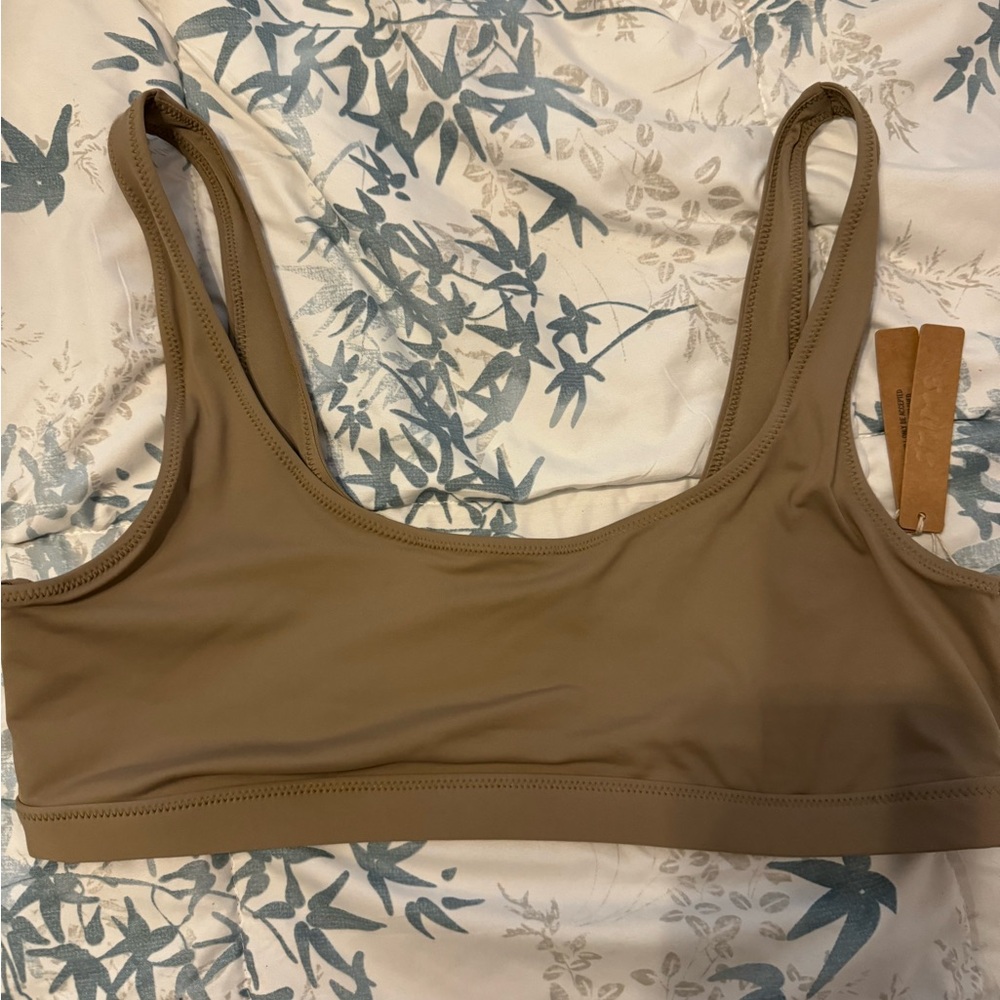 SKIMS recycled swim tank bikini top desert XL